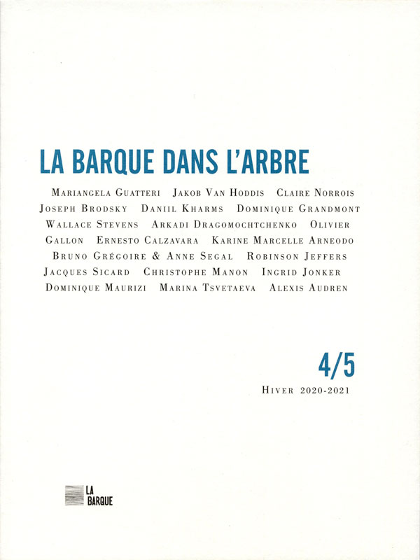 Revue LA BARQUE DANS L’ARBRE: 2 testi di Mariangela Guatteri tradotti da Benoît Gréan